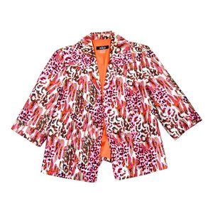 NKD Pink Abstract Leopard Print Open Blazer Size 14‎